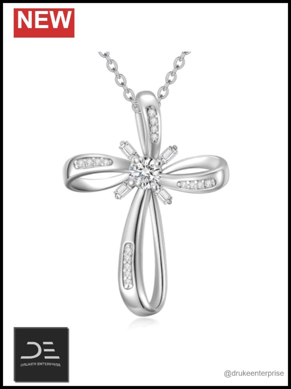 925 Sterling Silver Cross Necklace for Women CZ Pendant Jewelry
